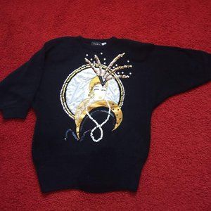 vintage 80s embossed gypsy turban flapper sequin sweater 🎈Host pick 🎈